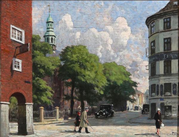Summer Day At Reformert Church In Copenhagen by Paul Gustave Fischer