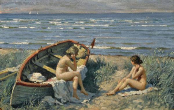 The Beach At Båstad by Paul Gustave Fischer