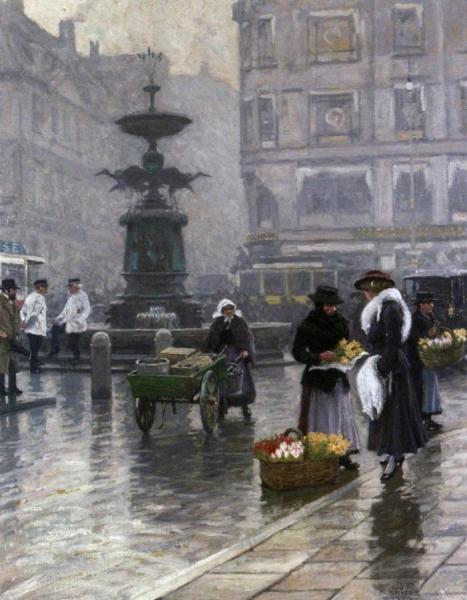 The Storkespringvandet In Amagertorv by Paul Gustave Fischer