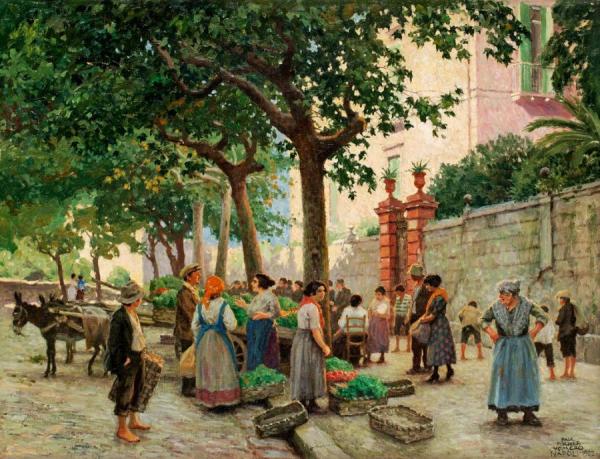 Vegetable Market In Vomero by Paul Gustave Fischer