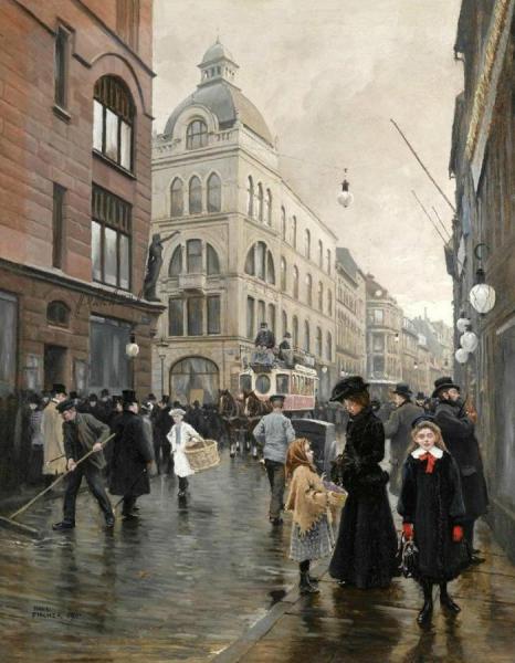 View Of Stroget, Copenhagen by Paul Gustave Fischer