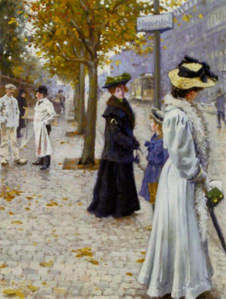 Waiting For The Tram by Paul Gustave Fischer