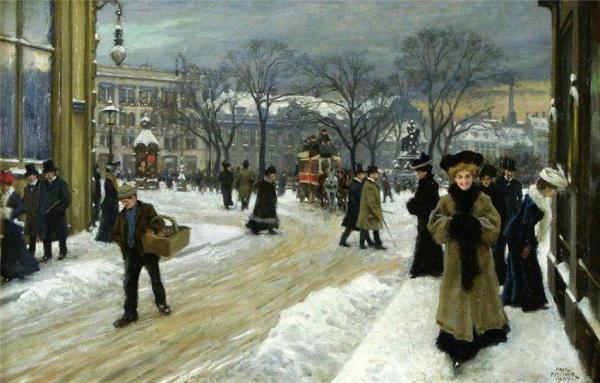 Winter In Kongens Nytorv, Copenhagen by Paul Gustave Fischer