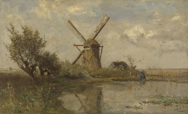 Mill On A Lake by Paul Joseph Constantin Gabriel Oil Painting Reproductions