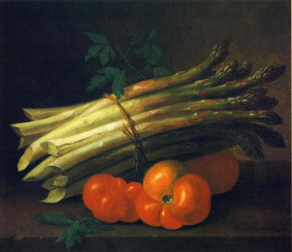 Paul Lacroix Still Life With Asparagus And Tomatoes