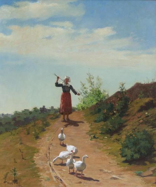 Bringing Home The Flock(1881) by Paul Peel