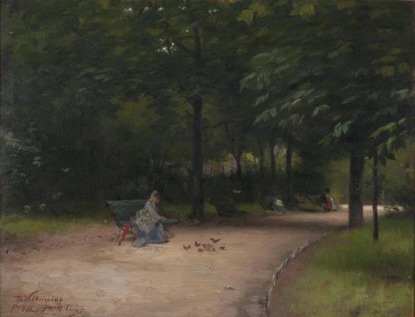 Feeding Birds In The Park(1889) by Paul Peel