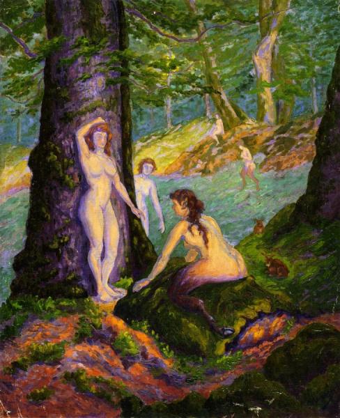 Female Nudes And Fauns by Paul Ranson