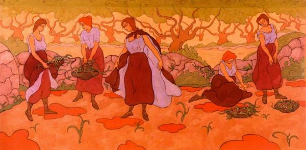 Five Woman At The Harvest by Paul Ranson