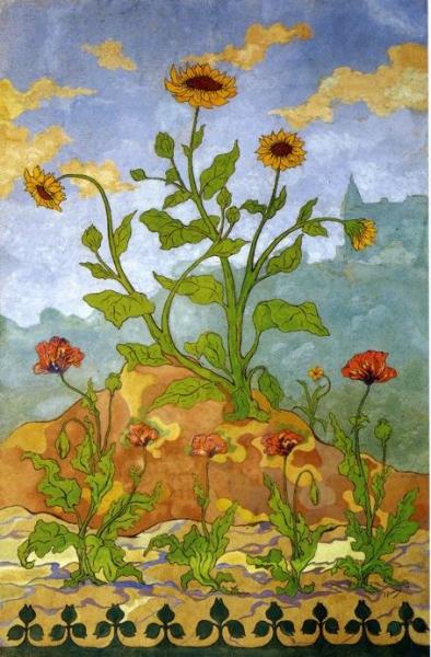 Four Decorative Panels: Sunflowers And Poppies by Paul Ranson
