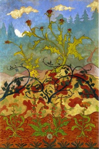 Four Decorative Panels: Thistle And Digitales by Paul Ranson