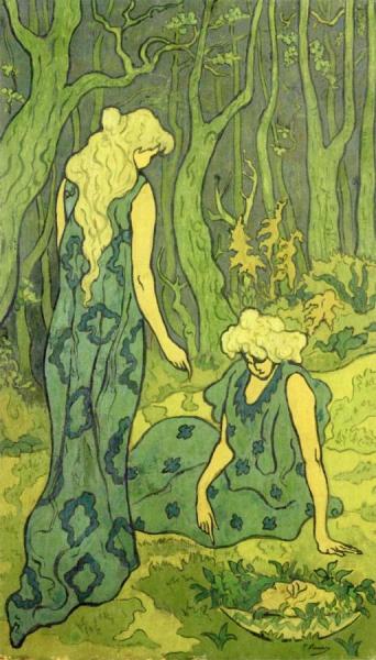 Two Girls Next To The Head Of Orpheus by Paul Ranson Oil Painting Reproductions