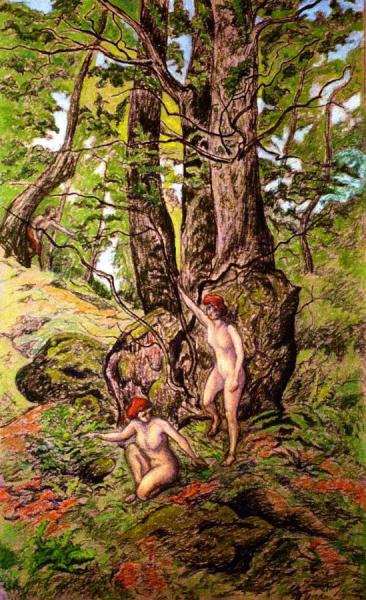 Two Women Surprised By A Faun by Paul Ranson
