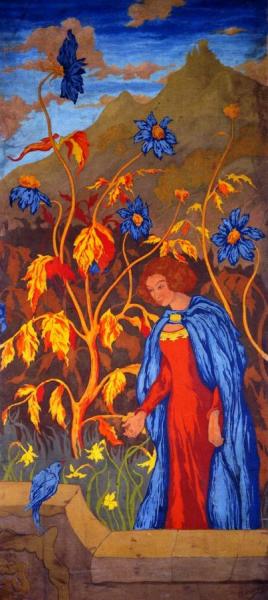 Woman And Blue Bird by Paul Ranson