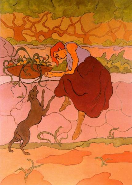 Woman With Jumping Dog by Paul Ranson