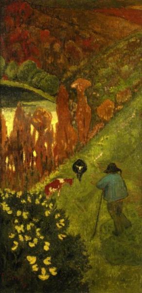 Shepherd In The Valley Of Chateauneuf by Paul Serusier