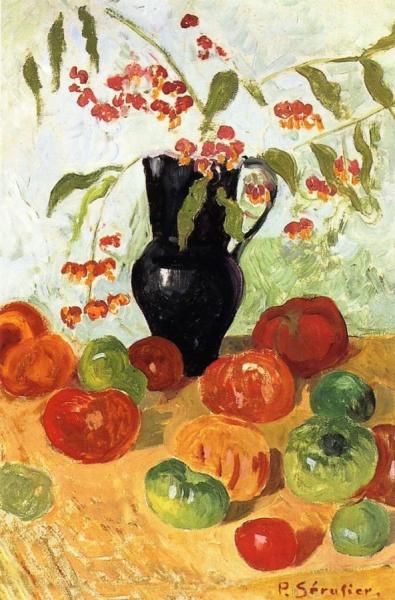 Still Life With Fruit And Vase Of Flowers by Paul Serusier