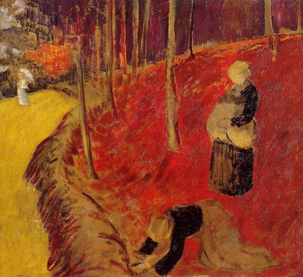 The Fern Harvesters In The Boid D'amour At Pont Aven by Paul Serusier