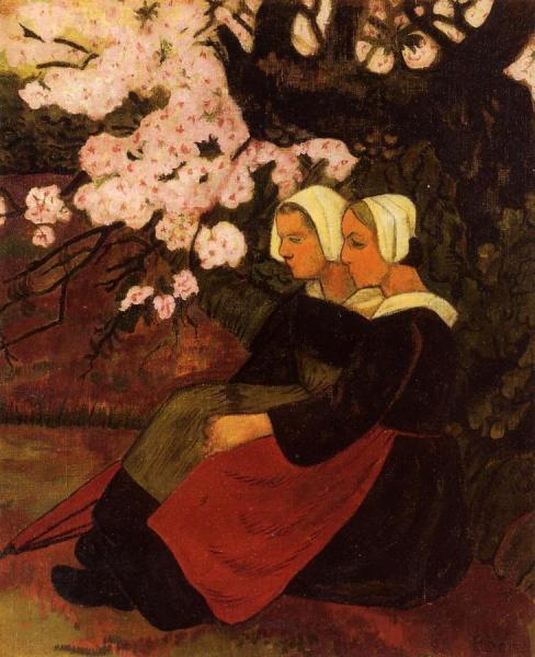 Two Breton Women Under A Flowering Apple Tree by Paul Serusier