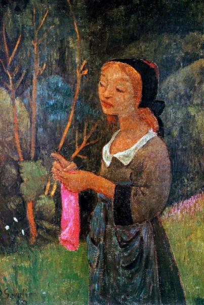 Young Girl With A Pink Stocking by Paul Serusier