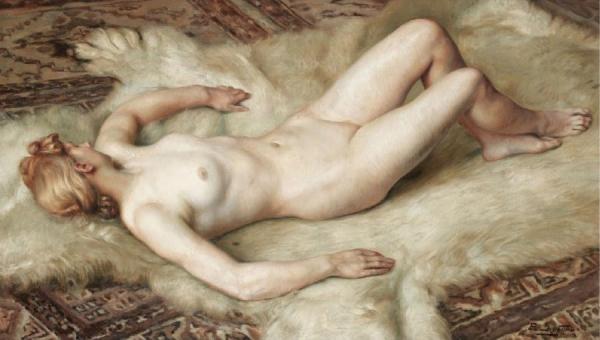 Nu Allonge Sur Une Peau D'ours by Paul Sieffert