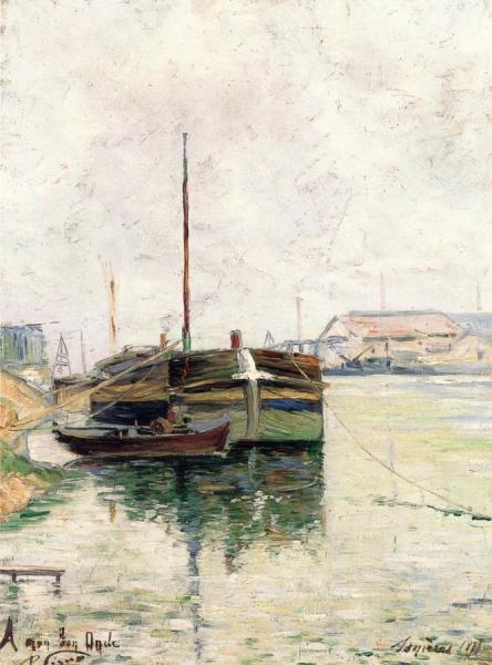 Barges, Asnieres by Paul Signac