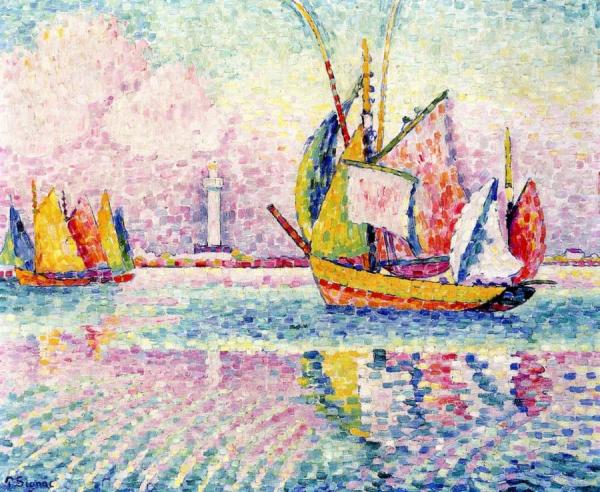 Boats At Anchor In Locmalo by Paul Signac