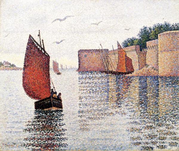 Concarneau; Sardine Boat And The Old City by Paul Signac