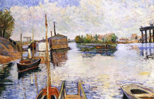 Paris, Ponton Des Bains Bailet by Paul Signac