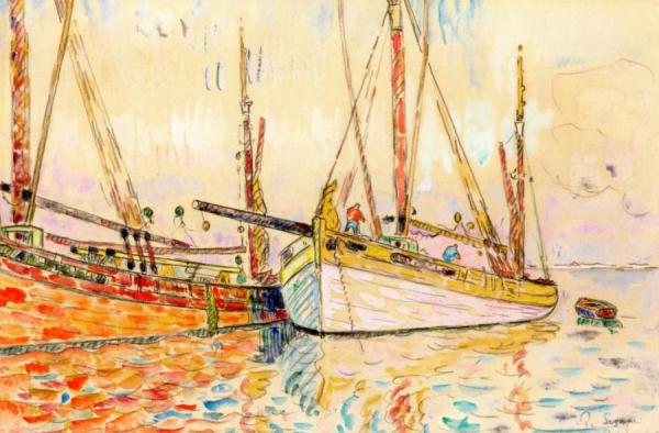 Sailboats At Port-louis by Paul Signac