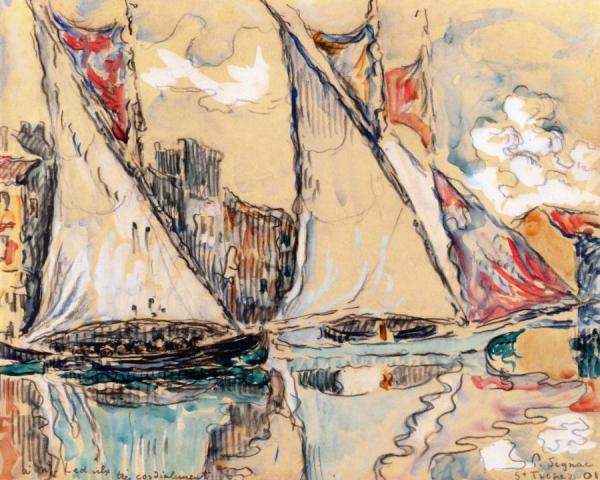 Saint-tropez, Drying Sails by Paul Signac