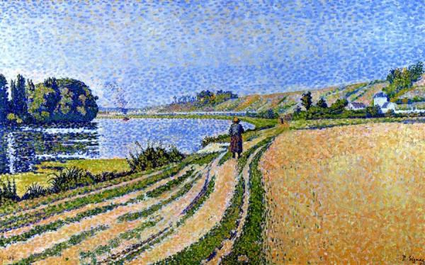 The Riverbank, Herblay, Opus 204 by Paul Signac