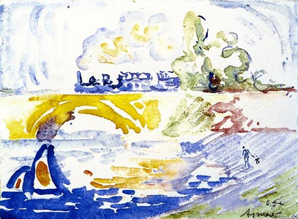 The Viaduct, Asnieres by Paul Signac