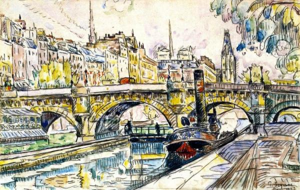 Tugboat At The Pont Neuf, Paris by Paul Signac