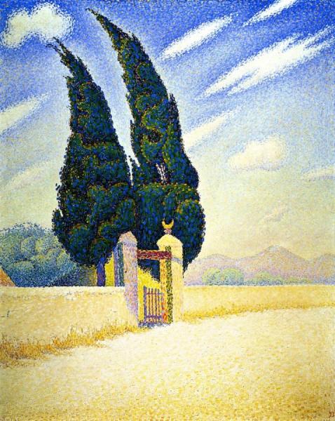 Two Cypresses, Mistral, Opus 241 by Paul Signac