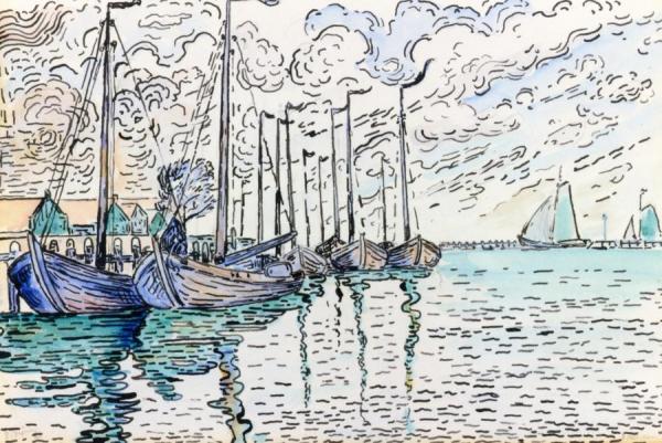 Volendam, Fishing Boats by Paul Signac Oil Painting Reproductions
