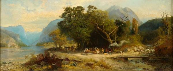 Resting Caravan In The Caucasus by Paul Von Franken