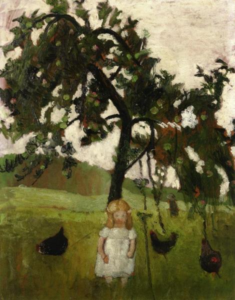 Elizabeth With Hens Under An Apple Tree by Paula Modersohn-becker