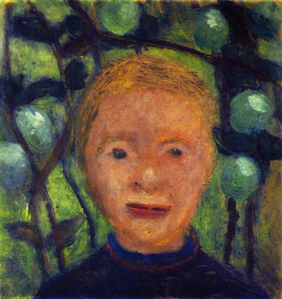 Girl's Head Against Green Foliage by Paula Modersohn-becker Oil Painting Reproductions