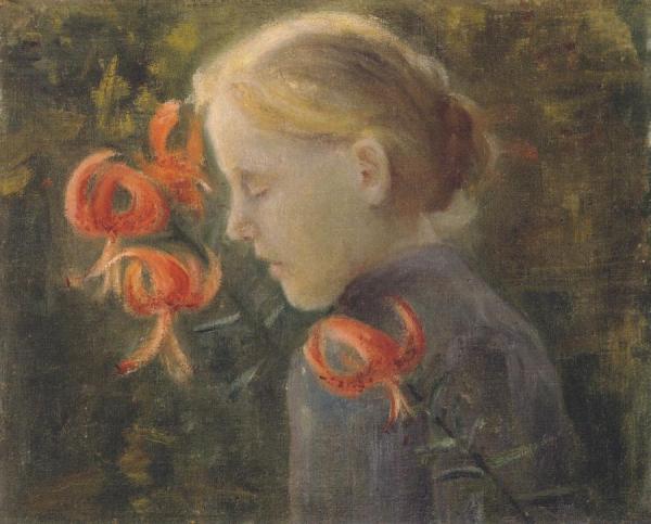 Girl With Tiger Lilies by Paula Modersohn-becker
