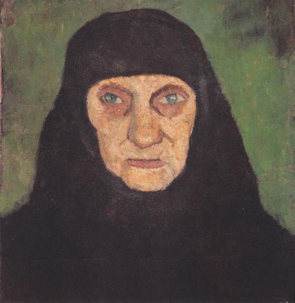 Head Of An Old Woman With Black Scarf by Paula Modersohn-becker