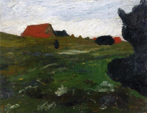 Landscape With Shrubs And Red Houses by Paula Modersohn-becker