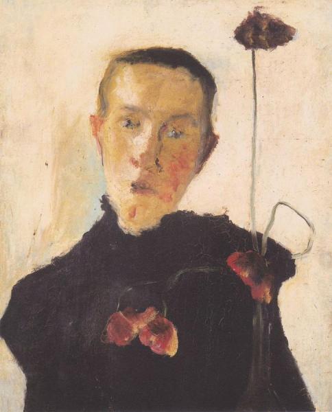 Portrait Of A Woman With Poppies by Paula Modersohn-becker Oil Painting Reproductions