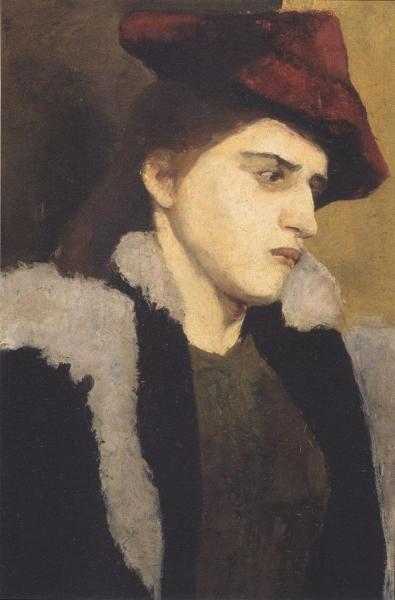 Portrait Of A Young Lady In Red Hat by Paula Modersohn-becker