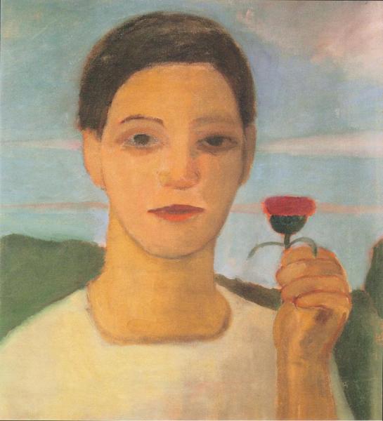 Portrait Of Sister Herma With Artichoke Flower In His Raised Hand by Paula Modersohn-becker