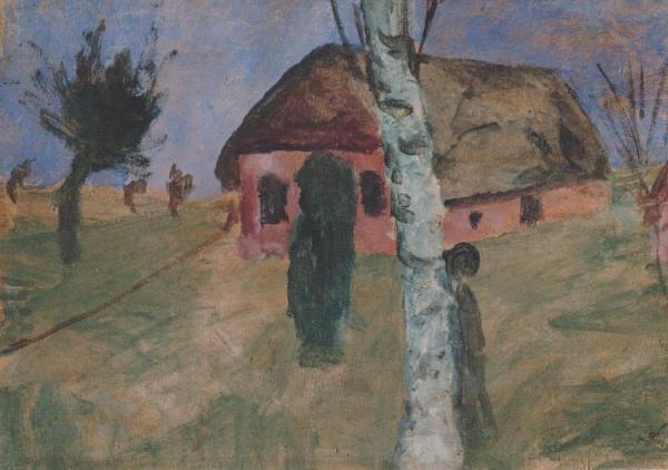 Red House With Birch Tree by Paula Modersohn-becker