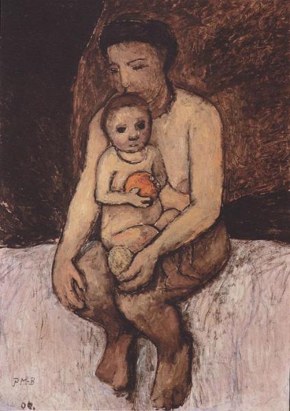 Seated Mother With Child On Her Lap by Paula Modersohn-becker Oil Painting Reproductions
