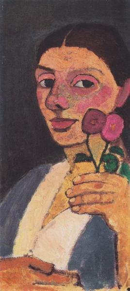 Self-portrait With Two Flowers by Paula Modersohn-becker