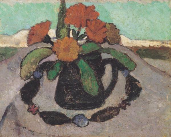 Still-life With Flowers In A Landscape by Paula Modersohn-becker
