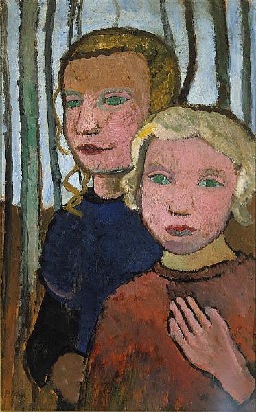 Two Girls In Front Of Birch Trees by Paula Modersohn-becker